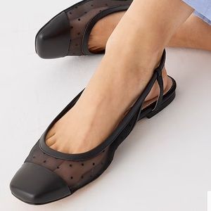 NWT J Crew Anya slingback flats with Swiss-dot